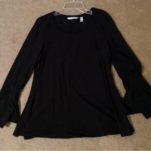 Isaac Mizrahi Black Long Sleeve Top